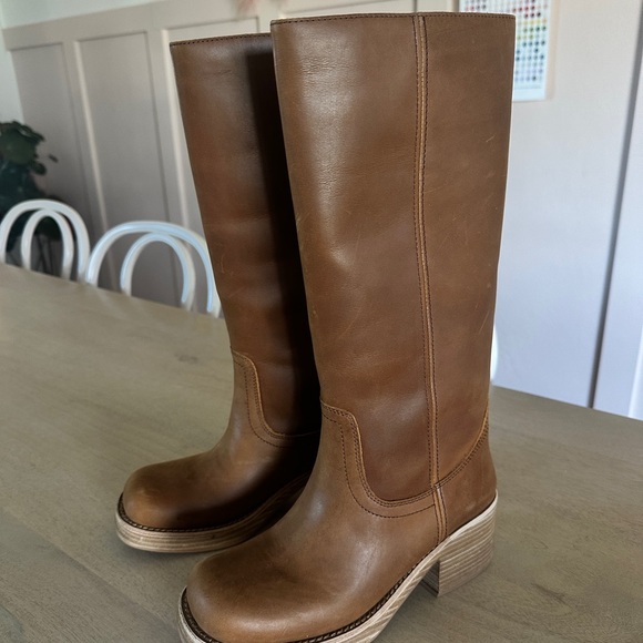 Jeffrey Campbell Anthropologie Tall Chestnut Brown Leather Knee Boots - Picture 4 of 6